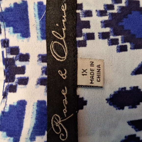a. Rose & Olive Blue Graphic 3/4 Sleeve Tunic Size 1X - Picture 2 of 4
